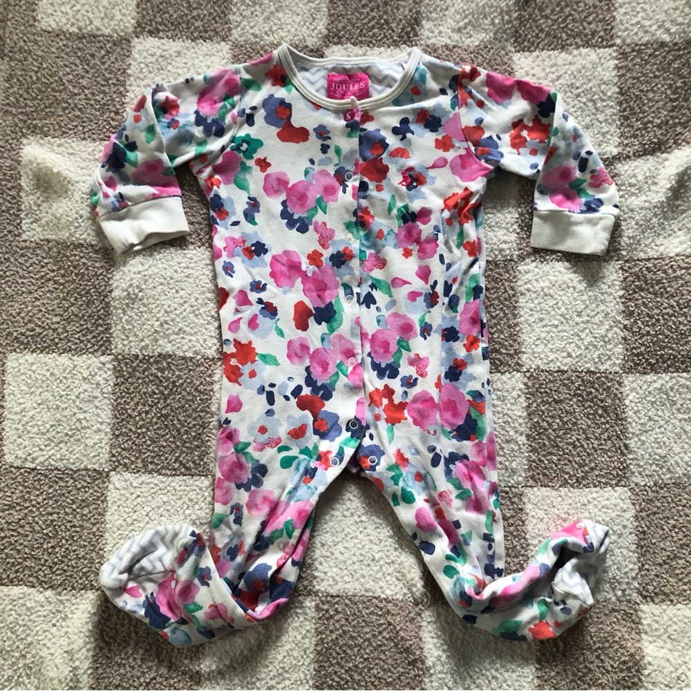 BOGO 🎊 Joules White Pink Floral Footie Pajamas